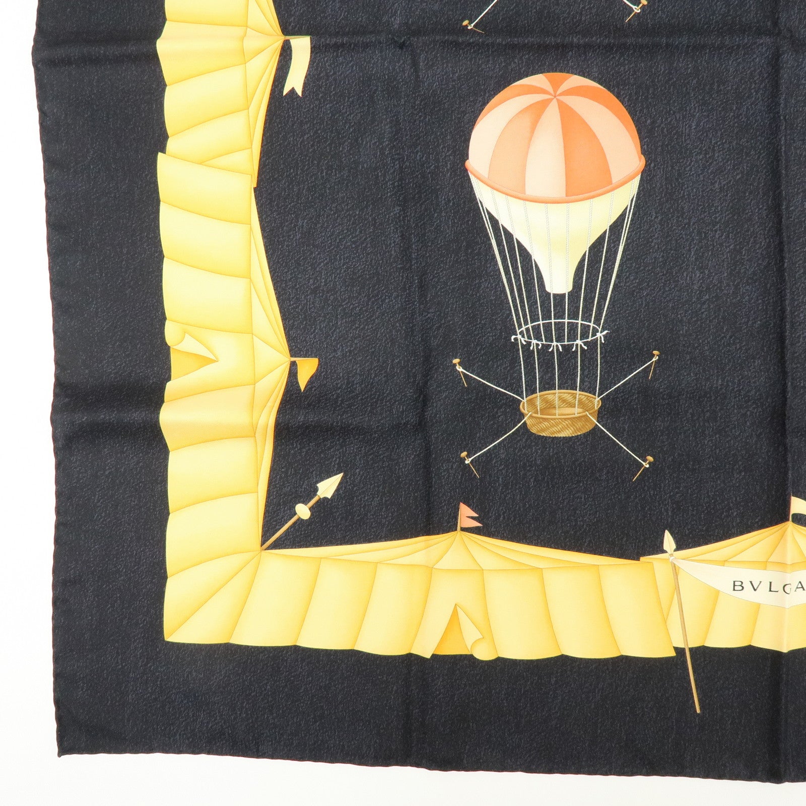 BVLGARI GIVENCHY Lot of 2 Silk 100% Scarf Black Yellow Light Purple