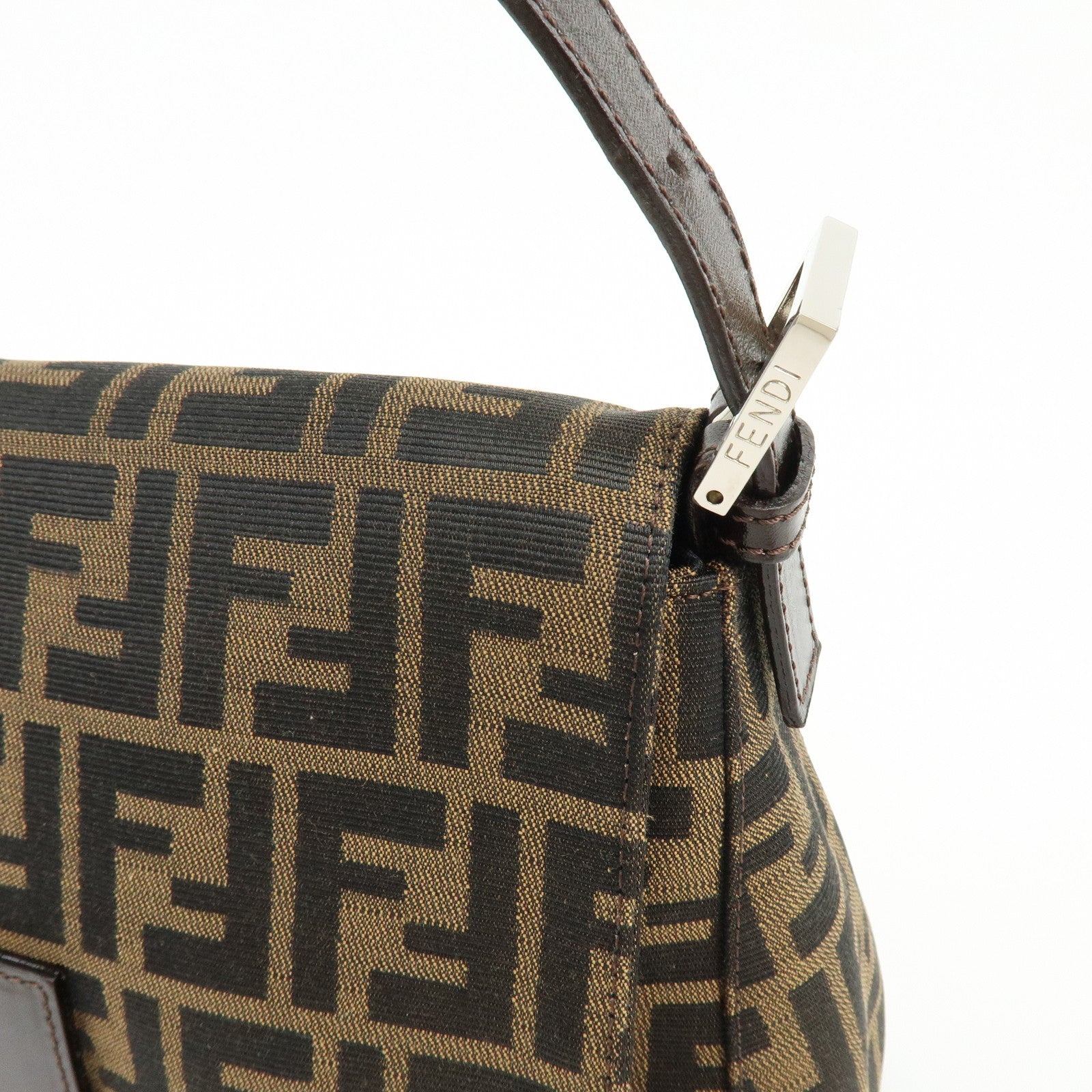 FENDI Mamma Baguette Zucca Canvas Leather Shoulder Bag Hand Bag 26325