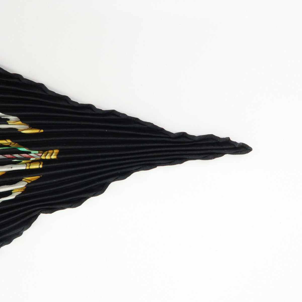 HERMES Pleated Carre 90 Silk 100% Luna Park Black Multicolor