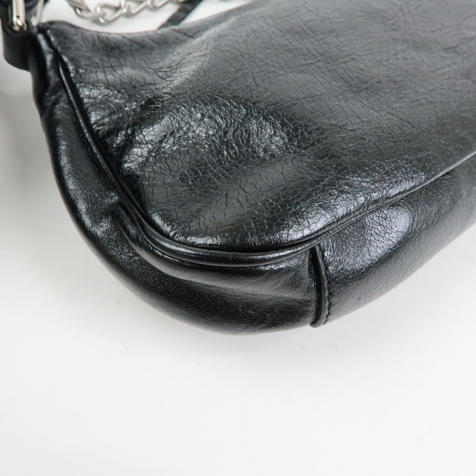 BALENCIAGA Le Cagole Mini Leather Chain Shoulder Bag Black 695814