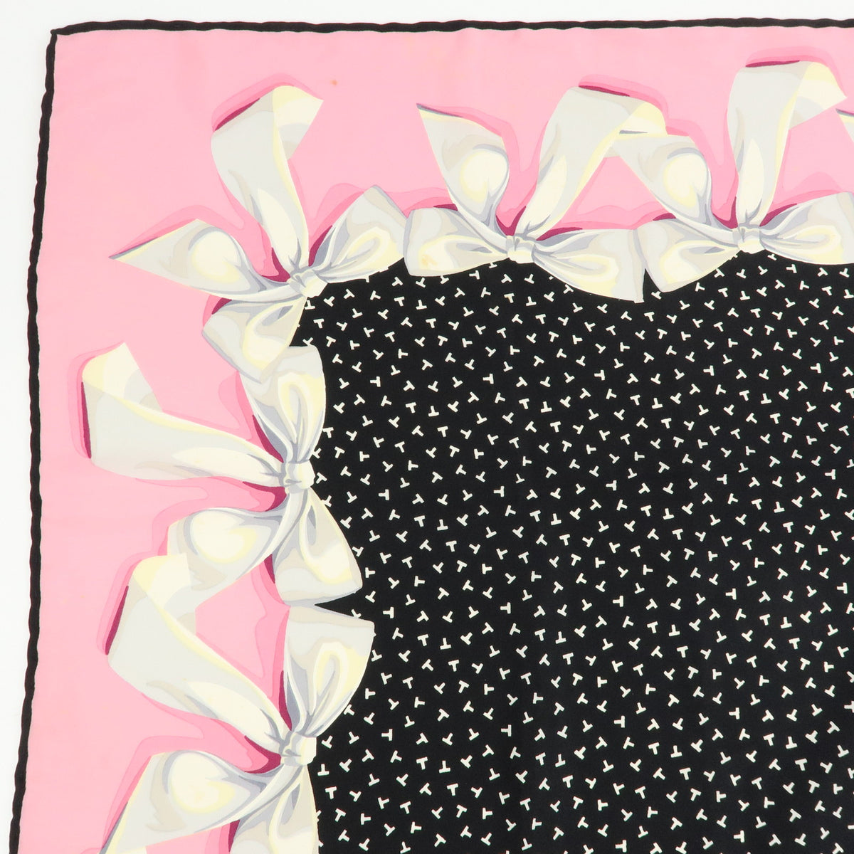 Tiffany & Co Lot of 2 Silk 100% Scarf Ribbon Star Motif Black Pink Blue