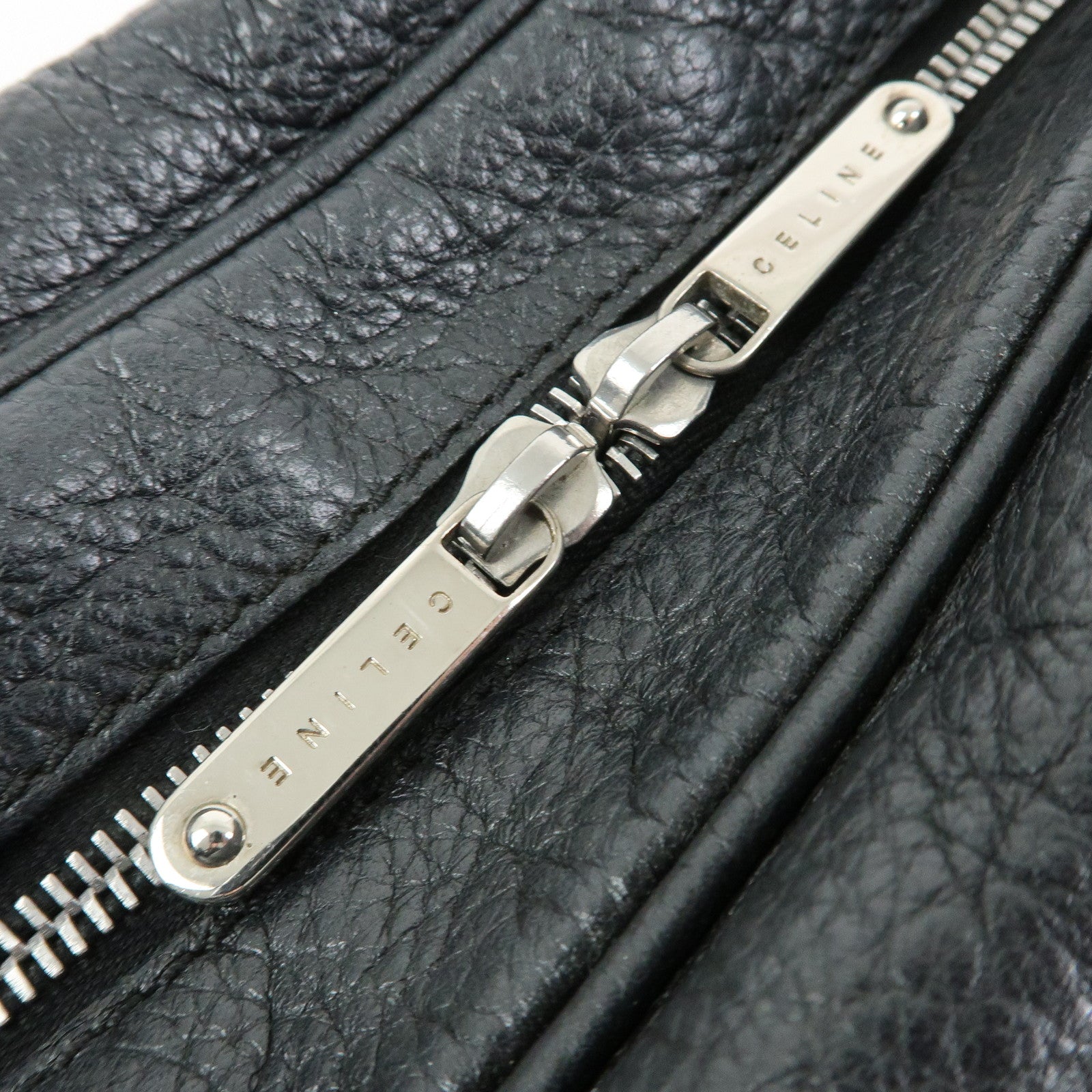 CELINE Macadam Leather Shoulder Bag Hand Bag Black