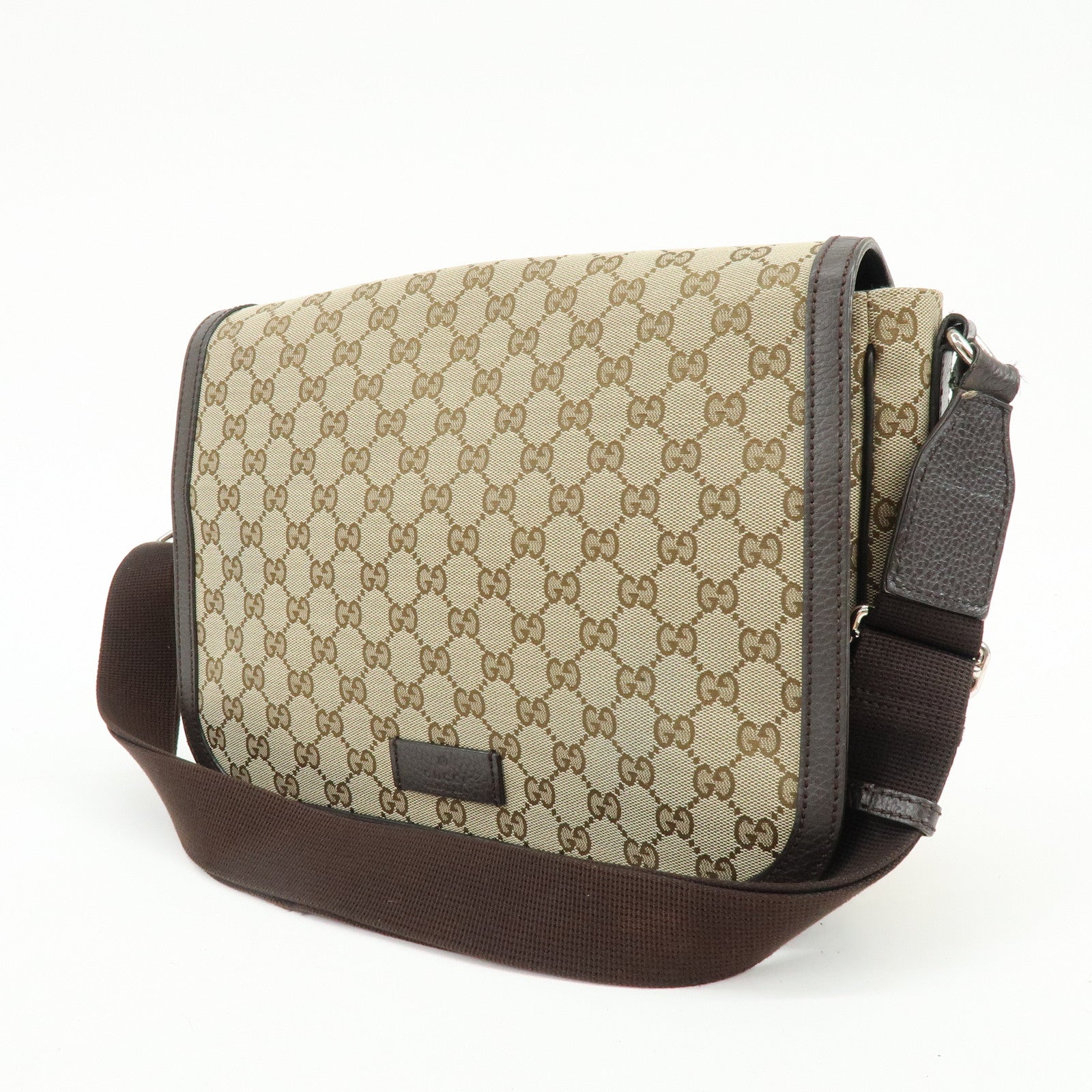 GUCCI GG Canvas Leather Shoulder Bag Crossbody Bag Beige Brown 449171