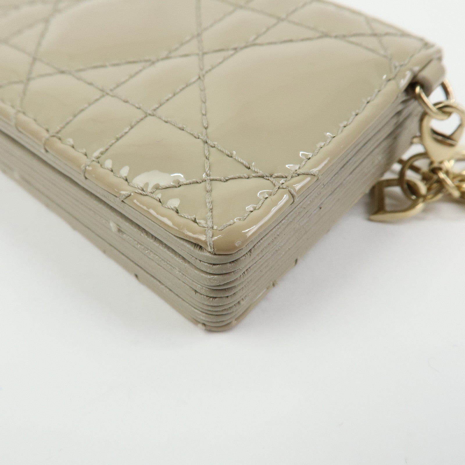 Christian Dior Lady Dior Cannage Jasmine Patent Leather Card Case