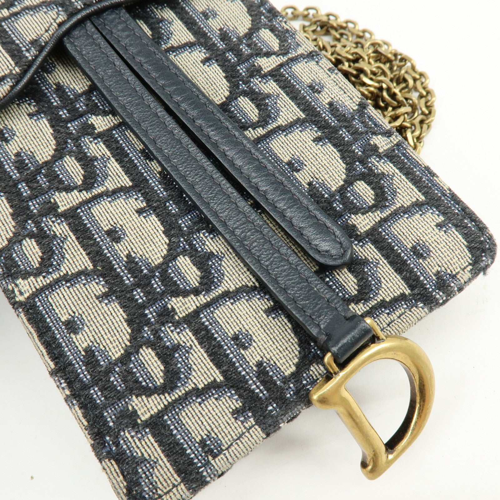 Christian Dior Oblique Jacquard Leather Vertical Saddle Shoulder Pouch