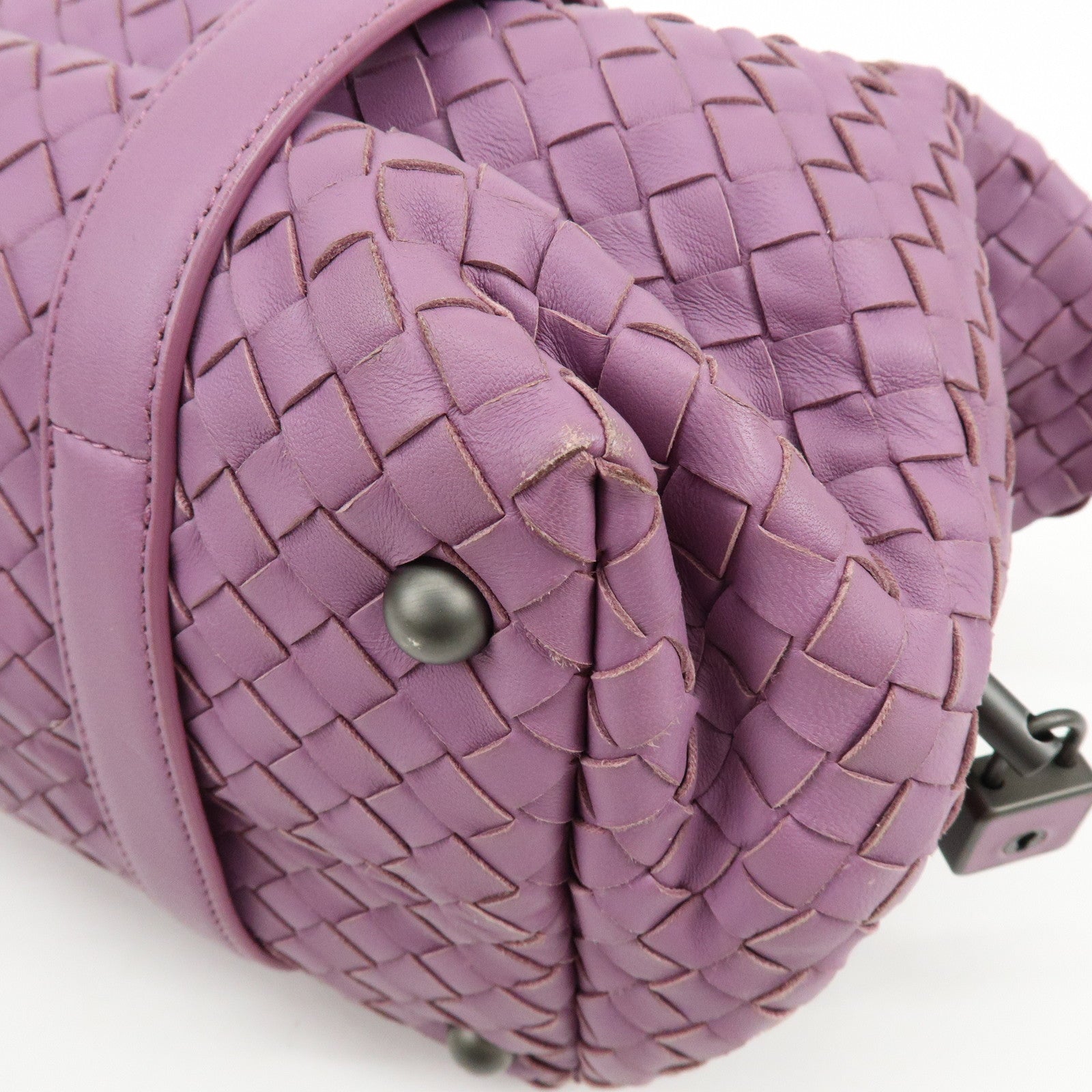 BOTTEGA VENETA Intrecciato Leather Shoulder Bag Hand Bag Purple