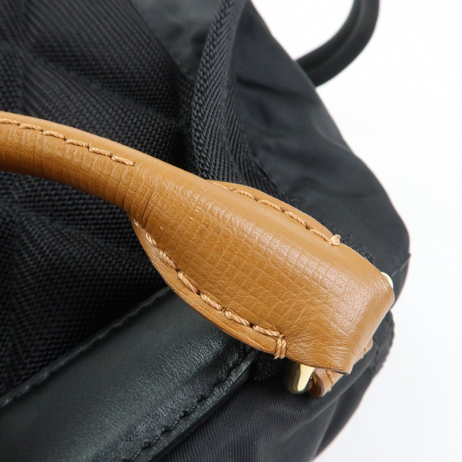 BURBERRY Nylon Leather Backpack Rucksack Gold Chain Black