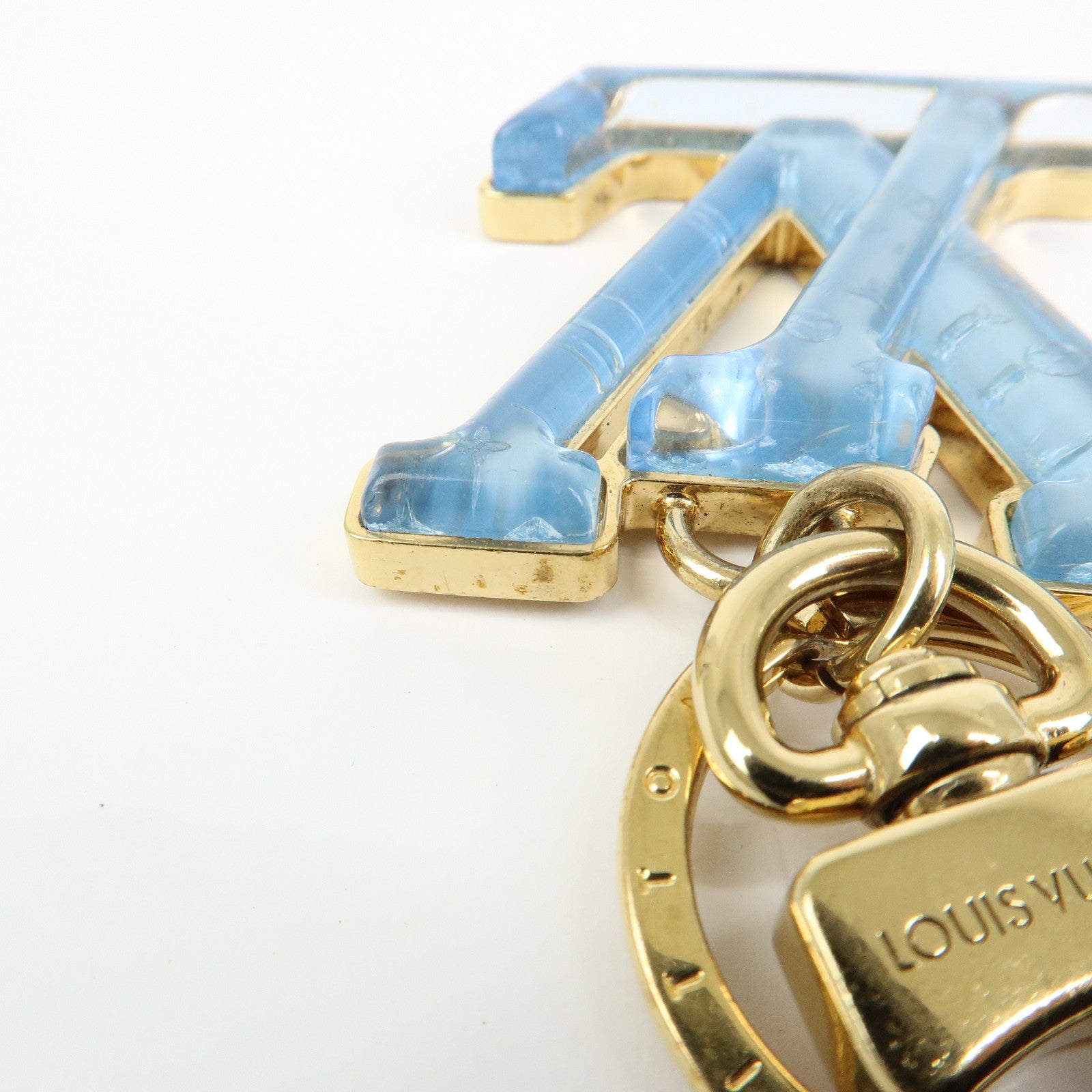 Louis Vuitton LV Gloss Metal Key Ring Bag Charm Blue M02590