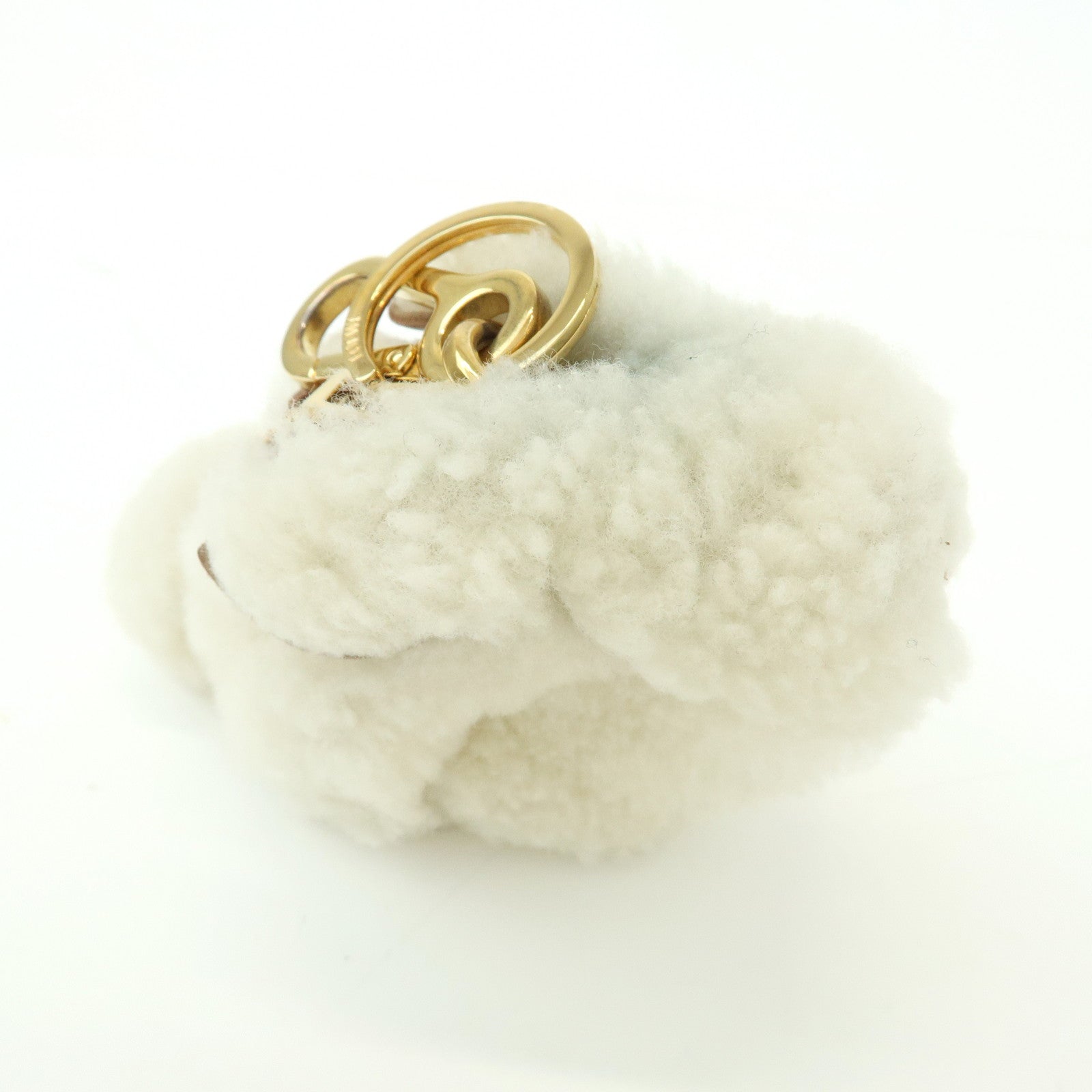 LOEWE Wool Leather Coin Case Bag Charm Rabbit White