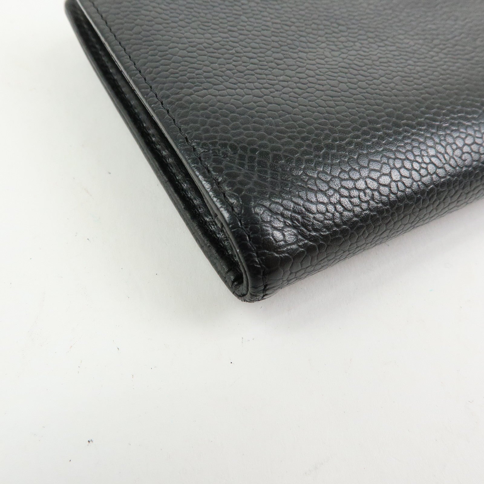 CHANEL COCO Mark Caviarskin Bi-fold Long Wallet  Black A82281