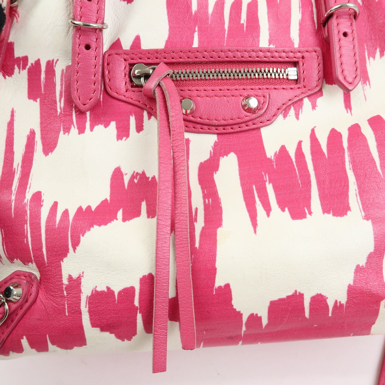 BALENCIAGA Leather Mini Paper 2Way Bag Tote Bag Hand Bag Pink 338585