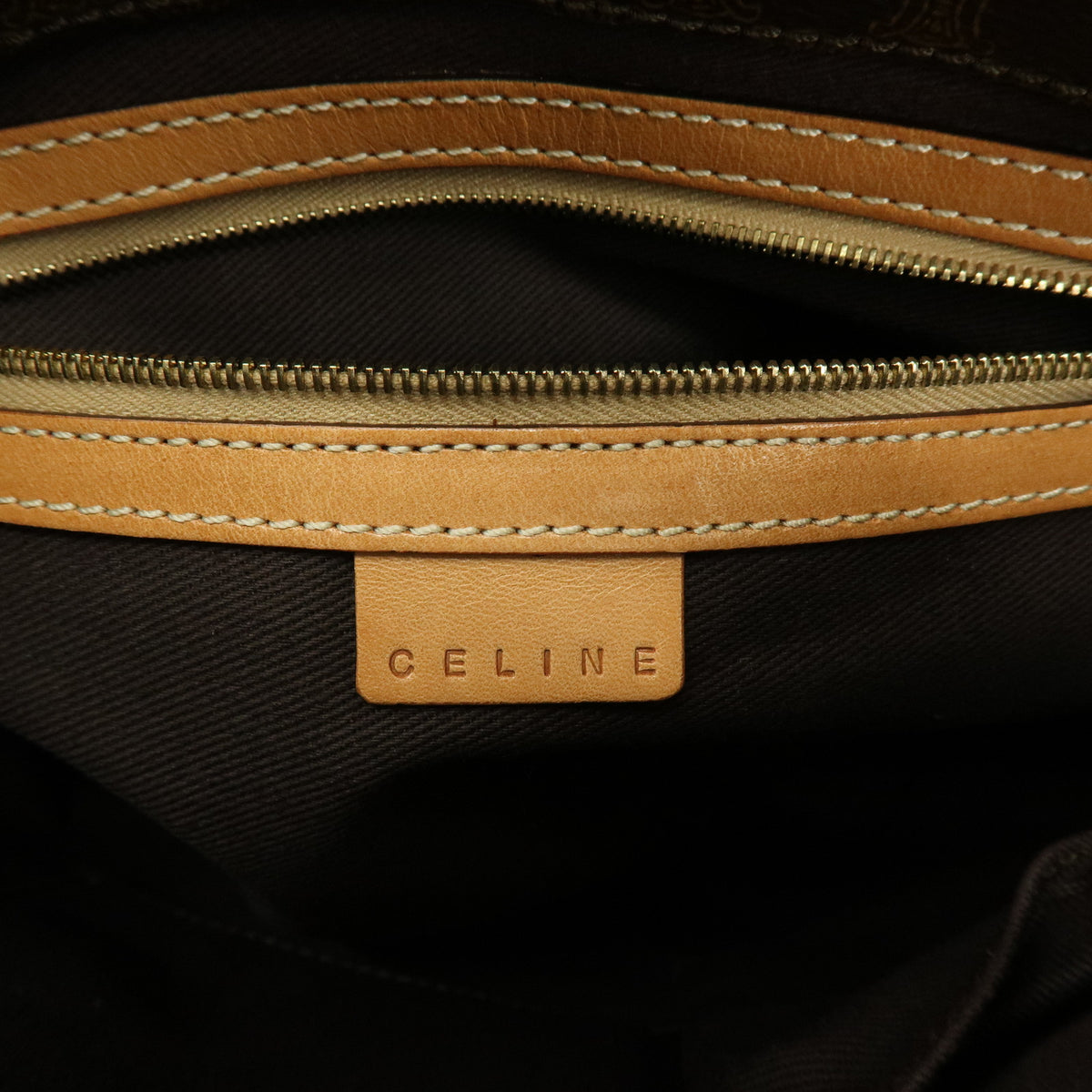 CELINE Macadam PVC Leather Tote Bag Hand Bag Brown