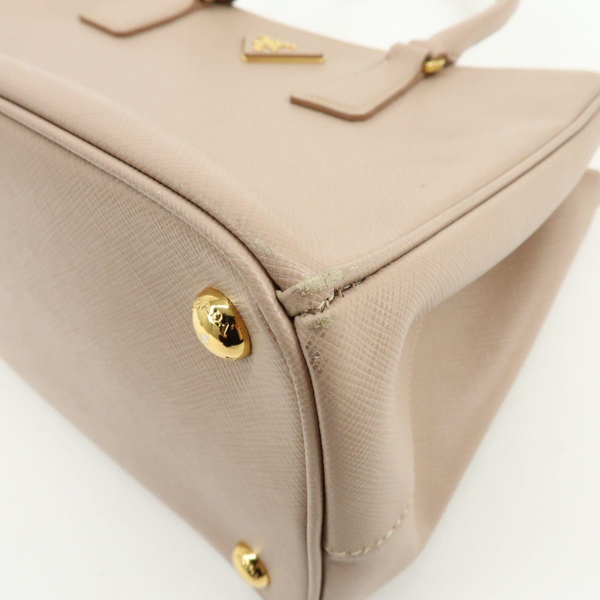 PRADA Triangle Logo Galleria Saffiano Leather 2Way Bag Beige BN1801