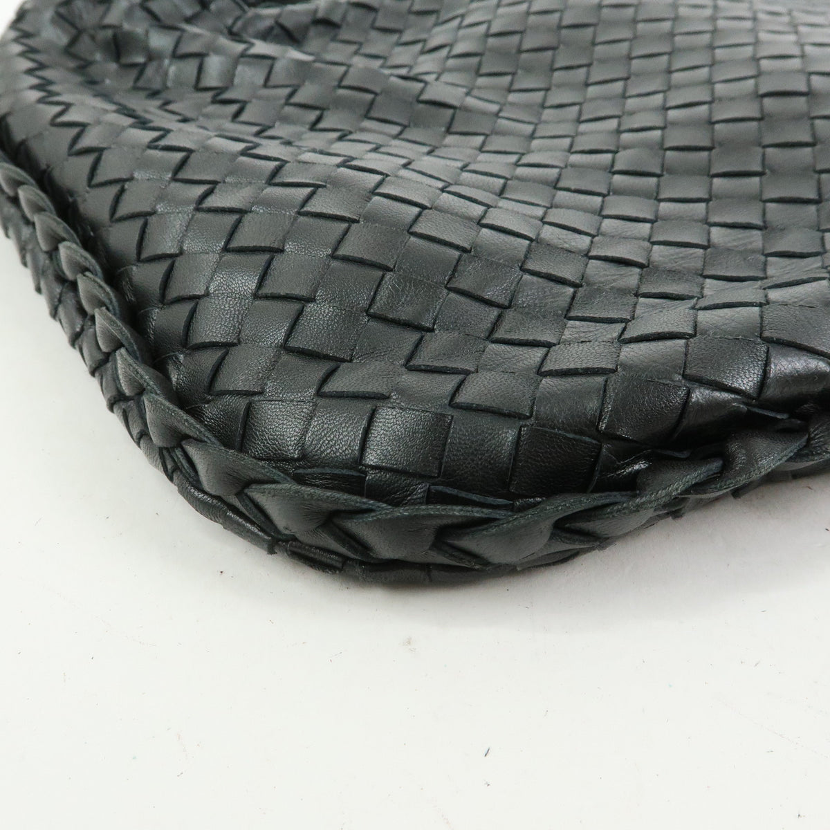 BOTTEGA VENETA Hobo Intrecciato Leather Shoulder Bag Black 115653