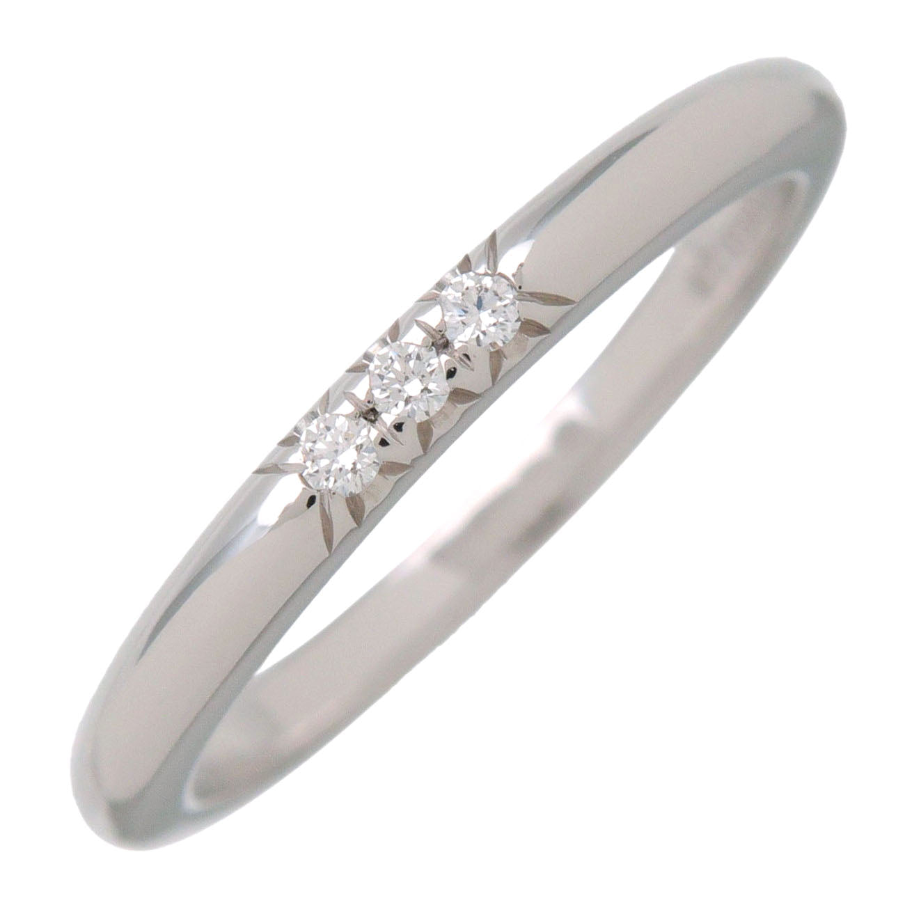 Tiffany & Co Classic Band 3P Diamond Ring PT950 Platinum US4 EU46.5 HK8