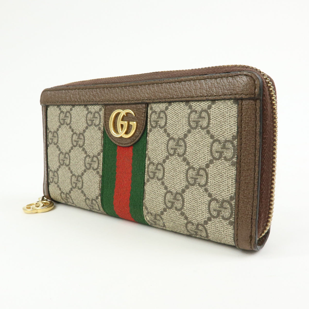 GUCCI Ophidia Sherry GG Supreme Leather Round Zippy Wallet 523154