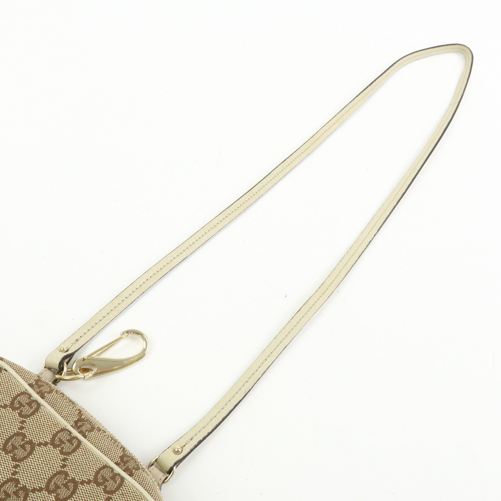 GUCCI GG Canvas Leather Shoulder Crossbody Bag Beige White 120975