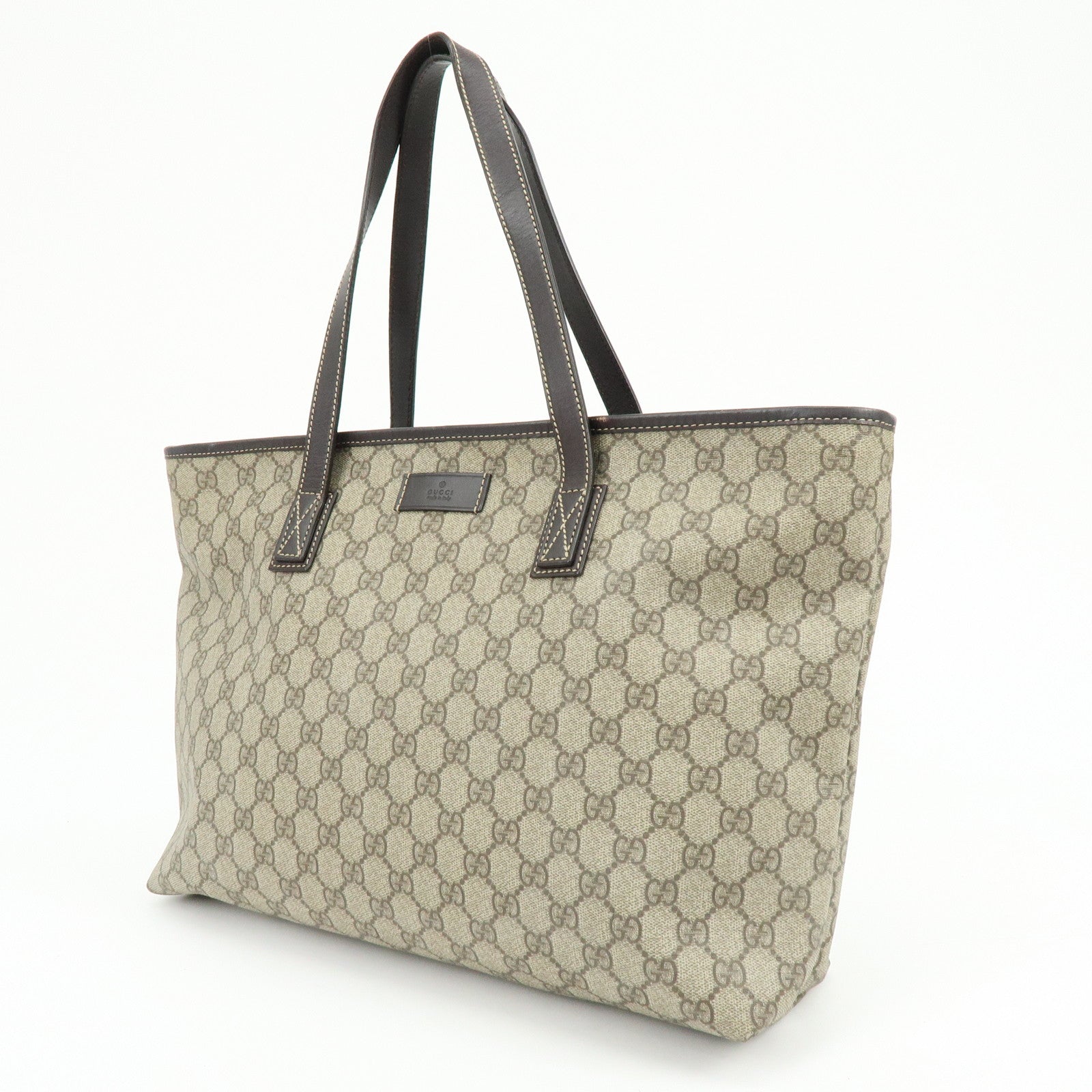 GUCCI GG Supreme Leather Tote Bag Shoulder Bag Hand Bag Beige