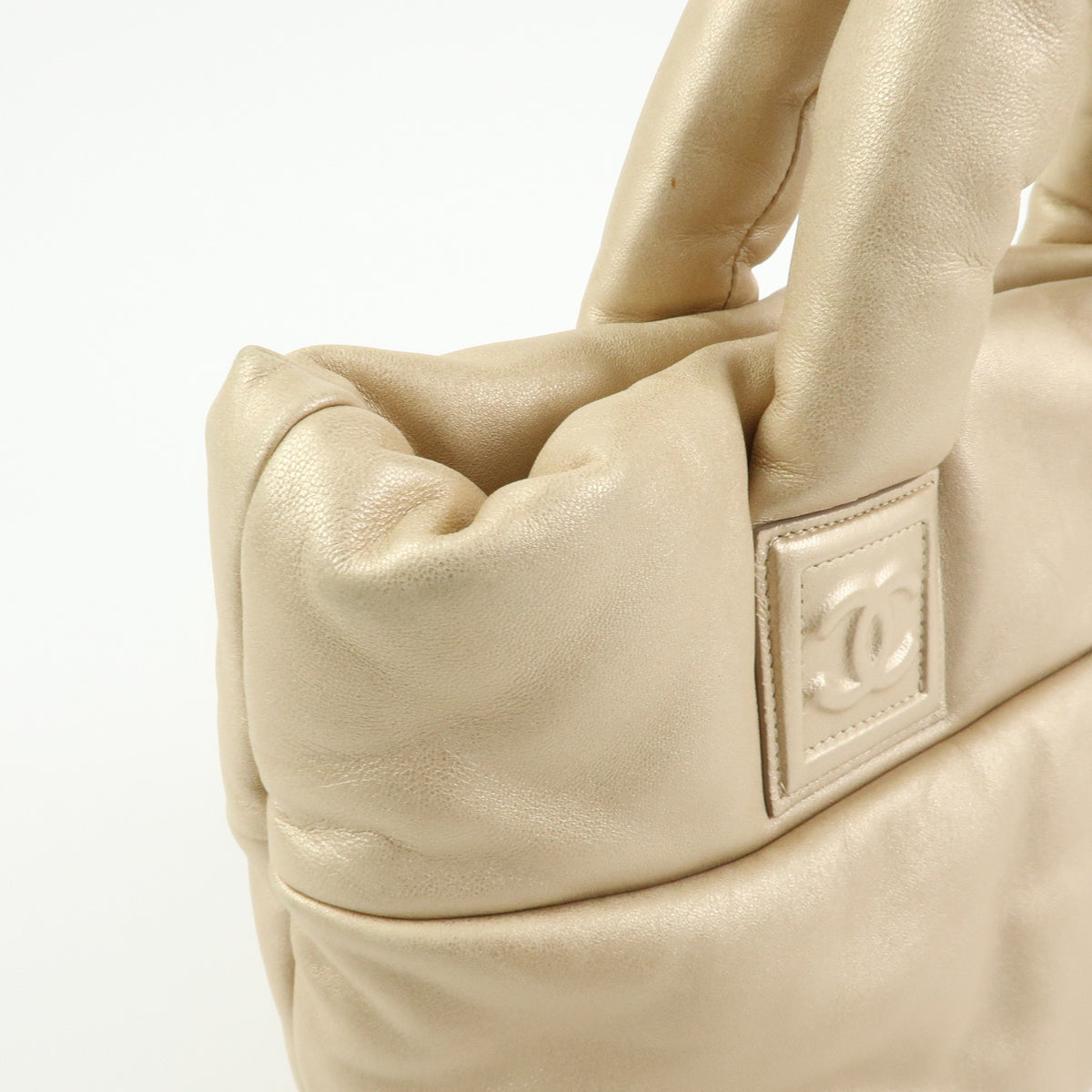 CHANEL COCO Cocoon Nylon Leather Medium Tote Bag Hand Bag Gold A48611