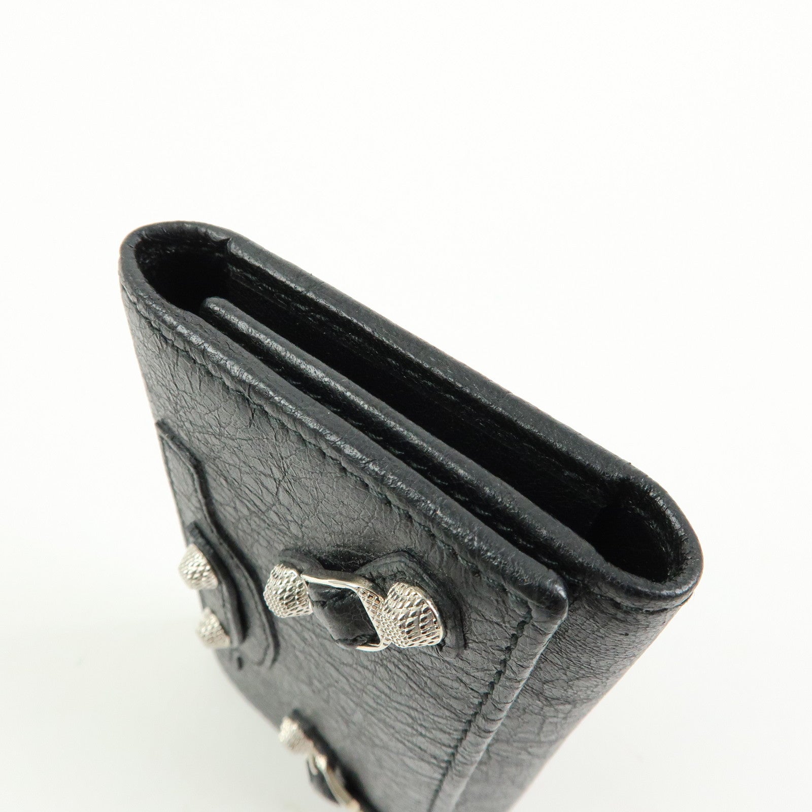 BALENCIAGA Leather Giant Osaka 6 Ring Key Case Key Holder Black 285377