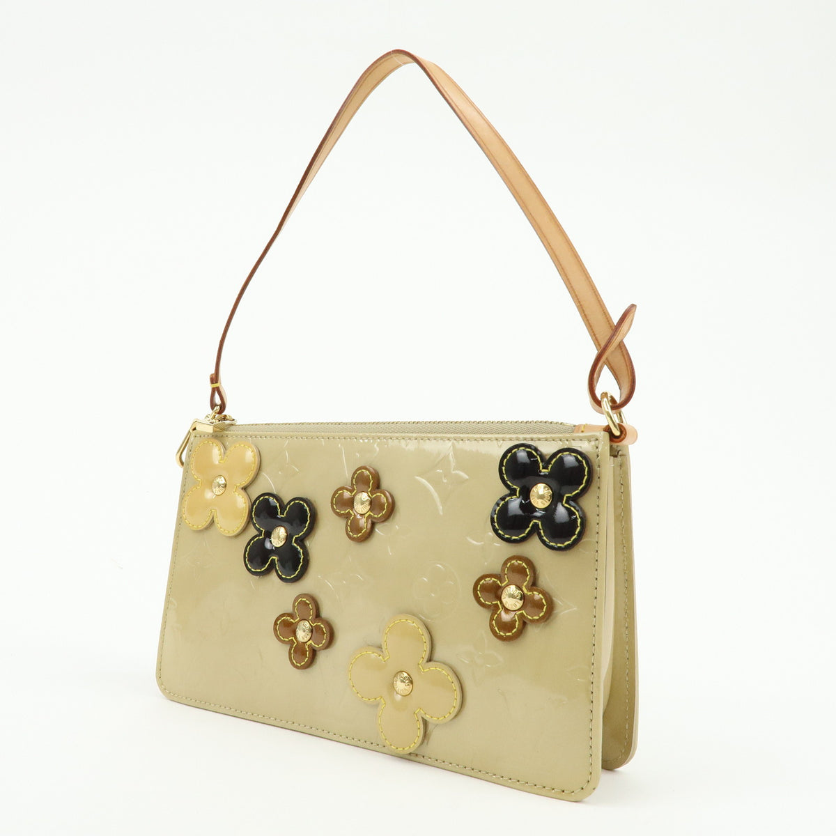 Louis Vuitton Monogram Vernis Flower Lexington Hand Bag Beige M92246