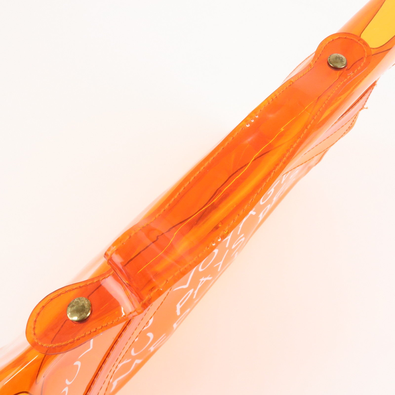 HERMES Vinyl Kelly Hand Bag Clear Orange Gold Hardware Used