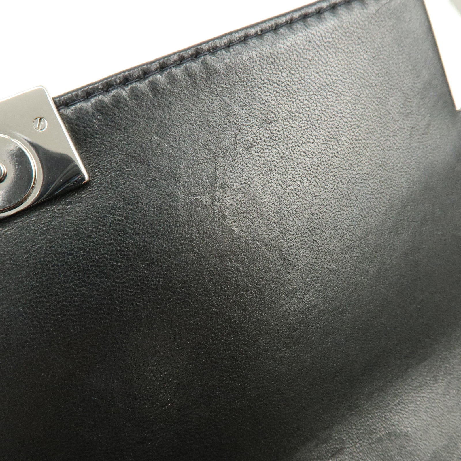 CHANEL Chocolate Bar COCO Mark Patent Leather Shoulder Bag Black Silver
