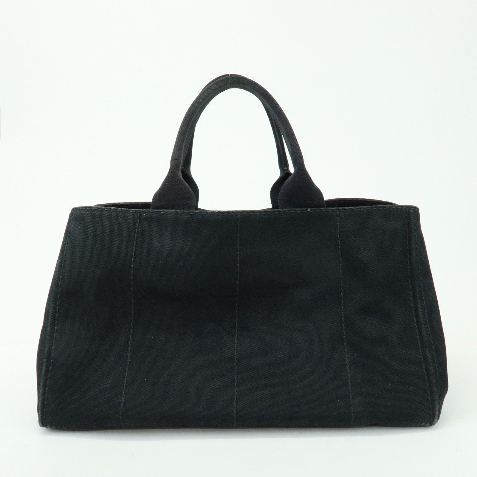 PRADA Triangle Logo Canapa Large Canvas Tote Bag Black B1872B