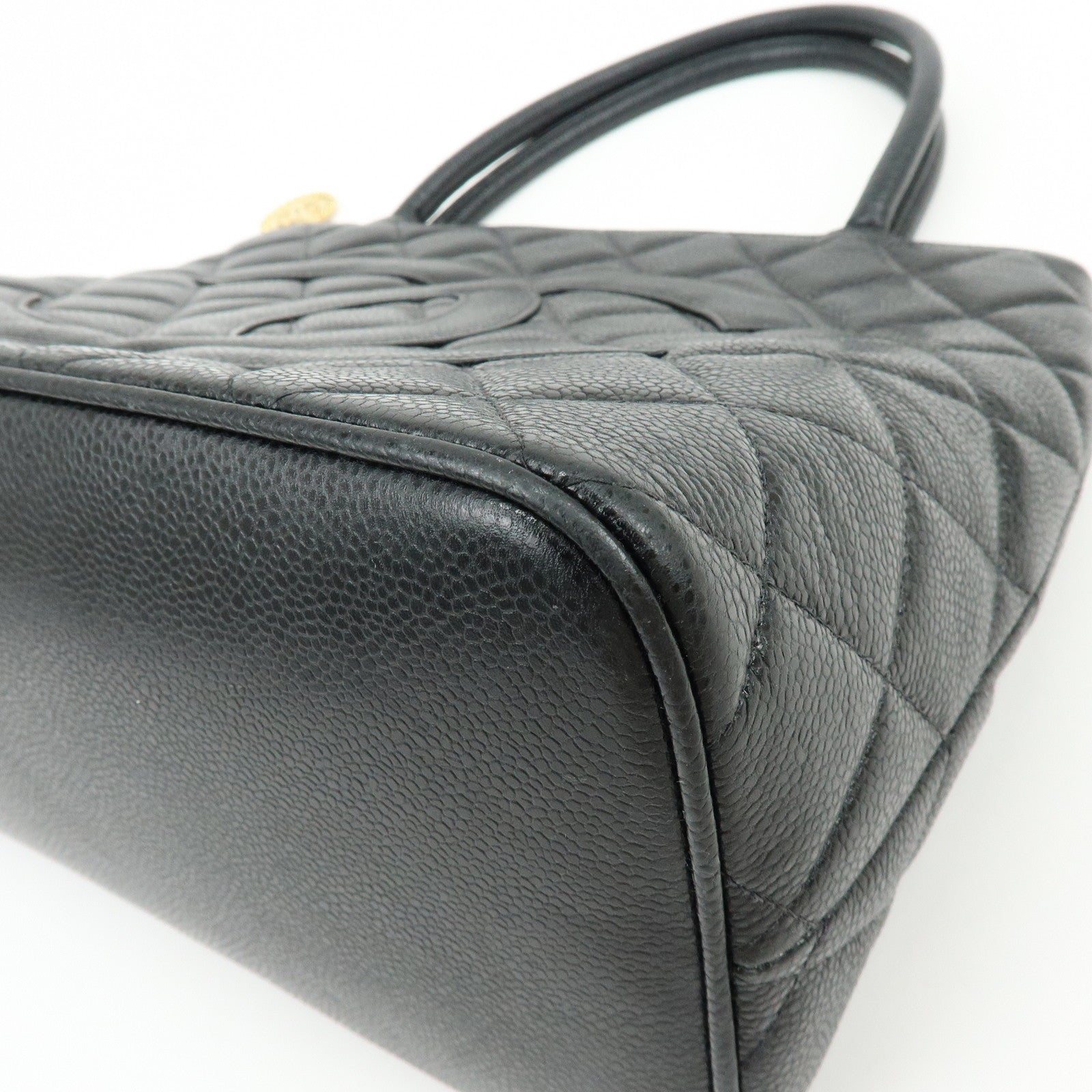 CHANEL Matelasse COCO Mark Medallion Tote Bag Hand Bag Black A01804