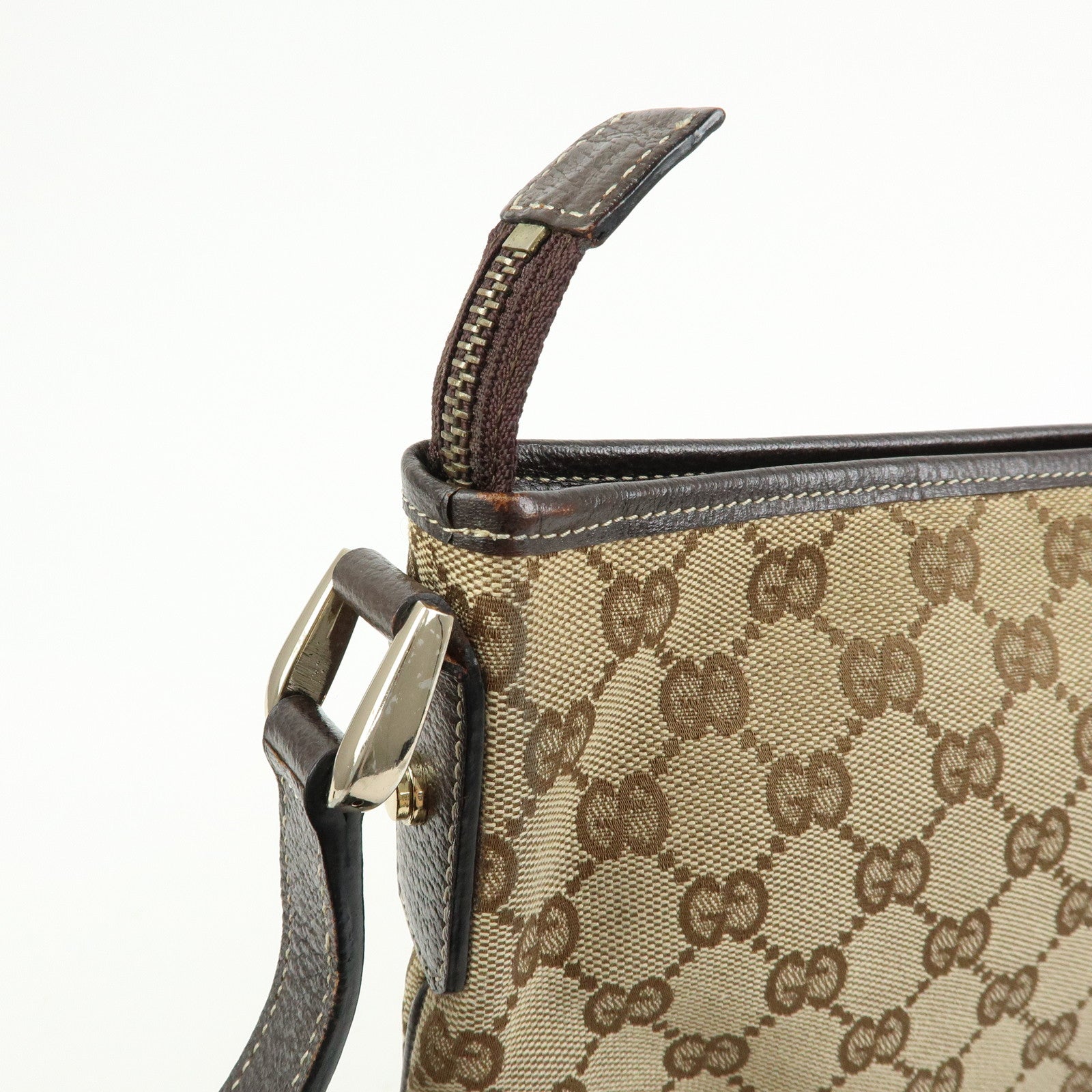 GUCCI Abbey GG Canvas Leather Shoulder Crossbody Bag Brown 131326