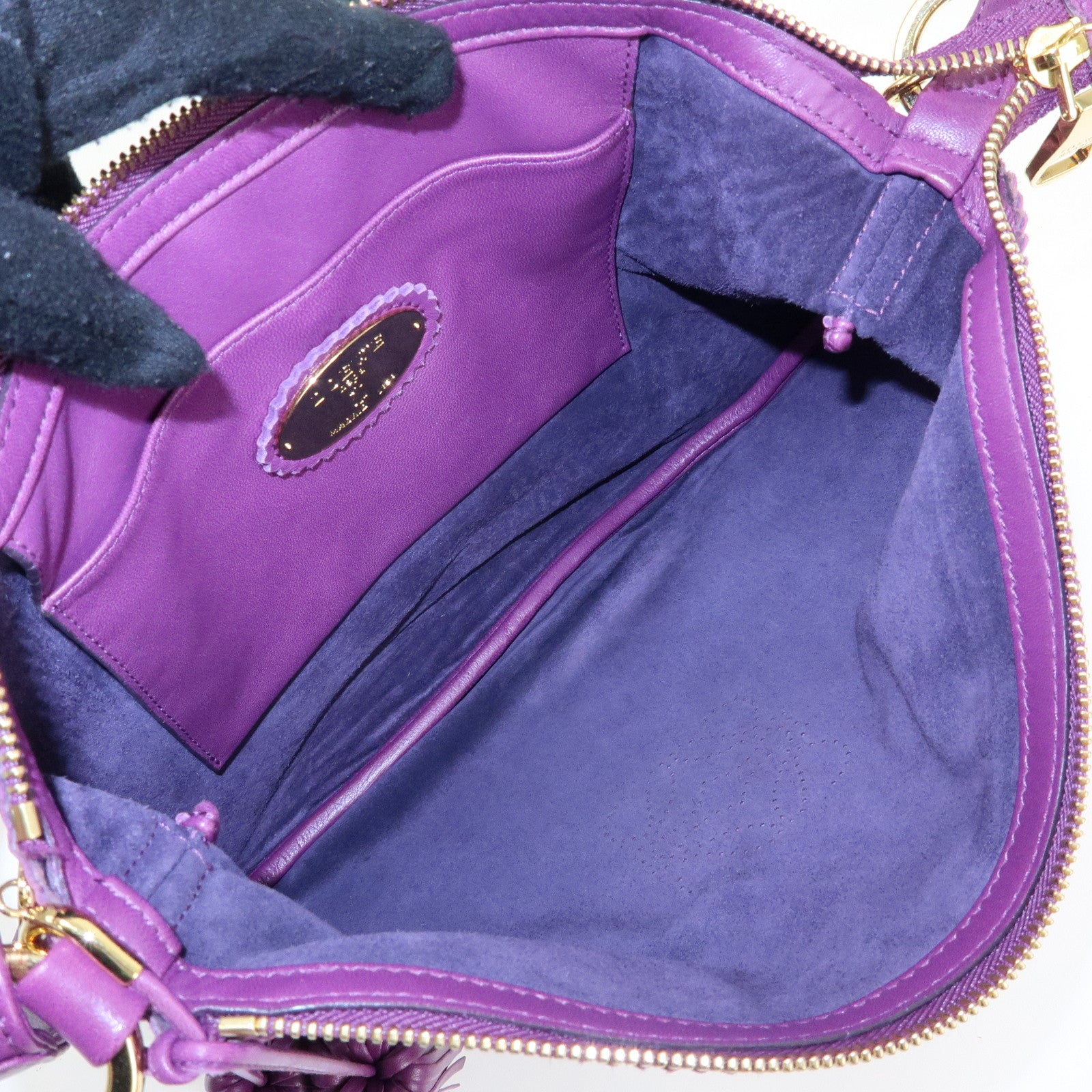 LOEWE Anagram Nappa Leather Shoulder Bag Hand Bag Brown Purple