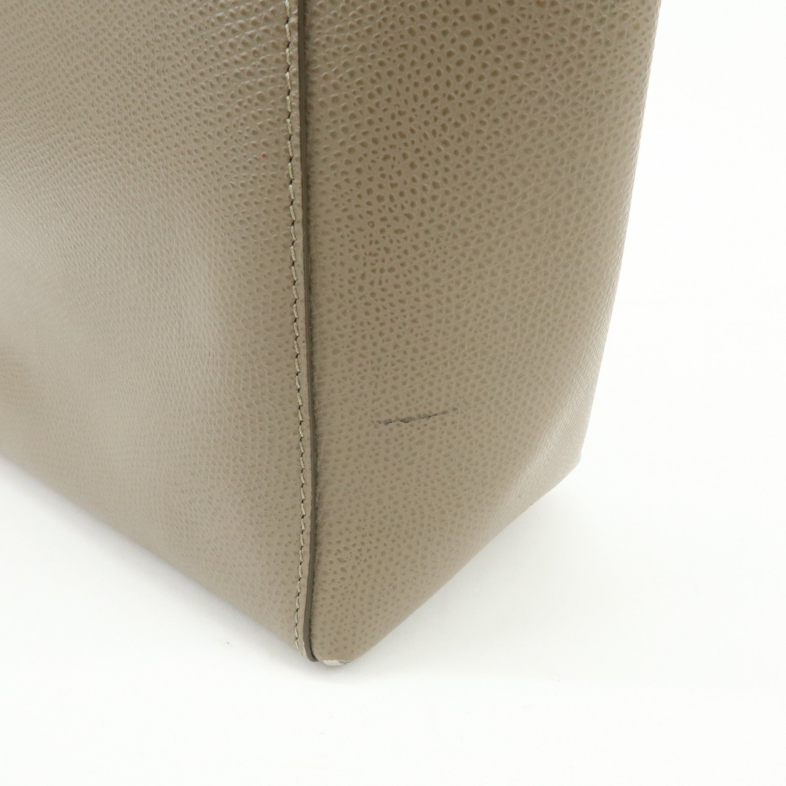 CELINE Vertical Cabas Leather 2Way Hand Bag Shouder Bag Greige