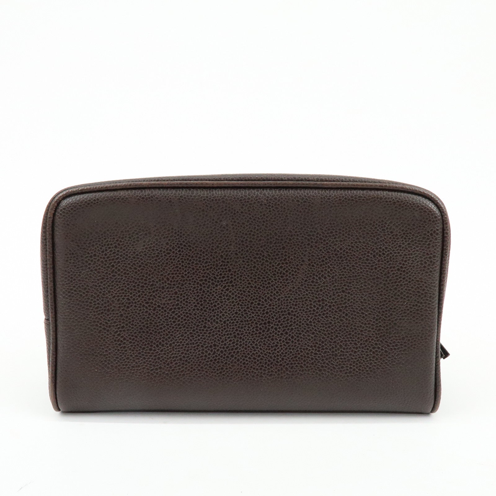 CHANEL COCO Mark Caviarskin Pouch Cosmetic Pouch Dark Brown A01996