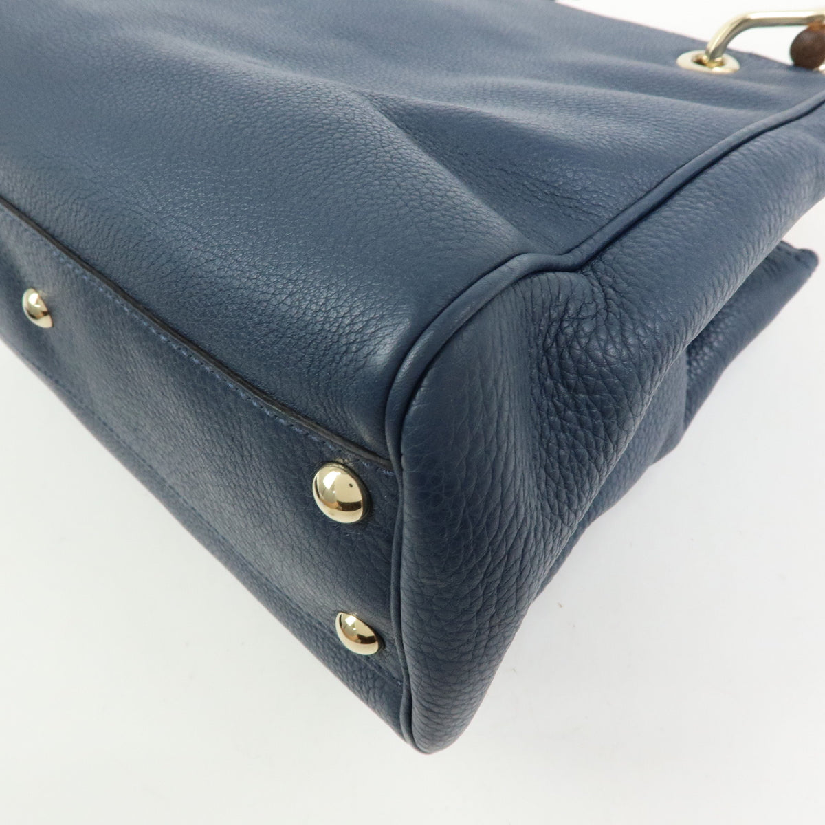 GUCCI Bamboo Leather 2Way Bag Hand Bag  Shoulder Bag Blue 336032
