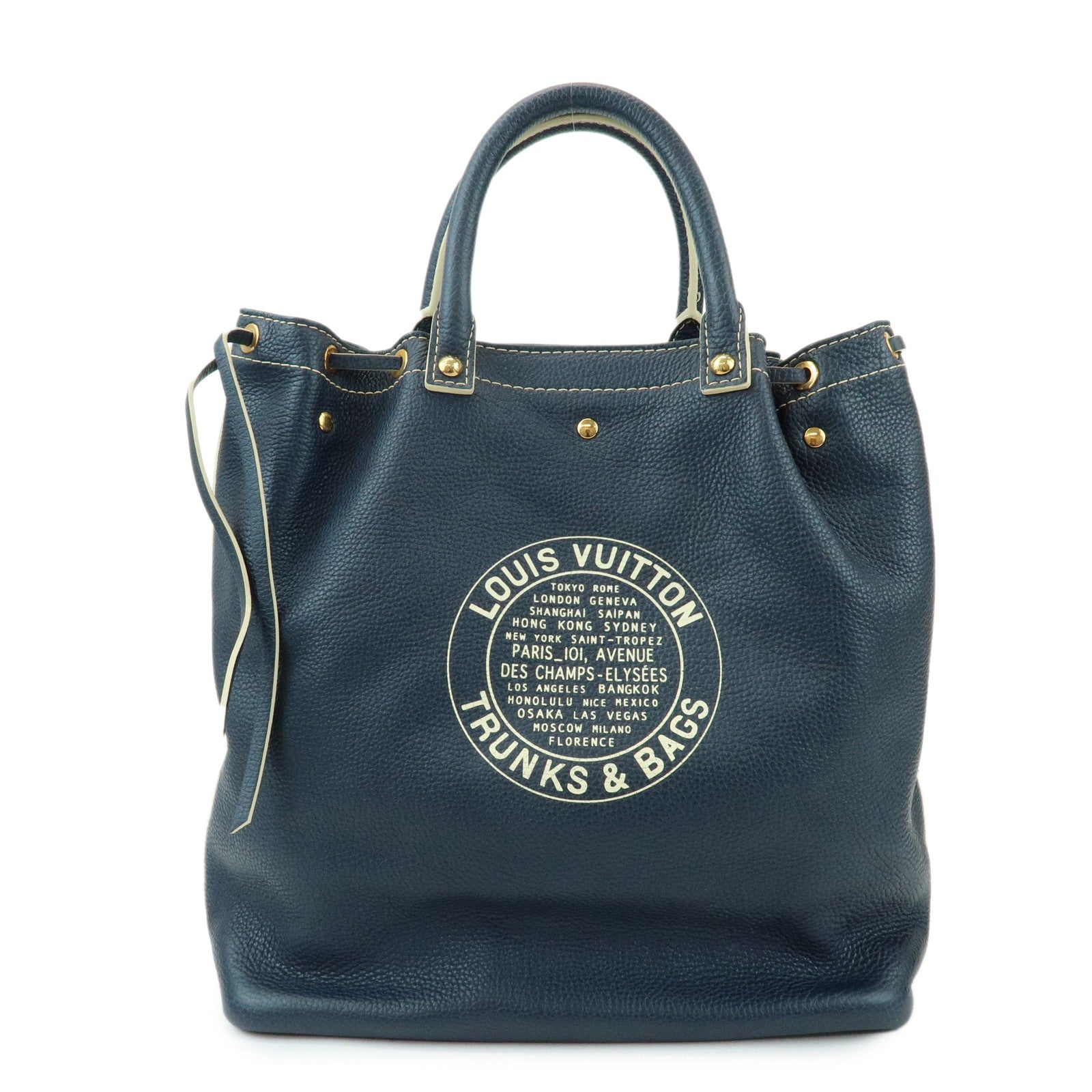 Louis Vuitton T&B Tobago Leather Shoe Bag Hand Bag Blue M95149