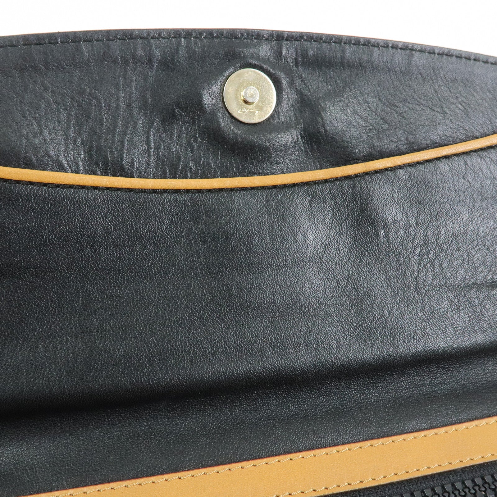 CELINE Macadam Leather Clutch Bag Flat Pouch Black