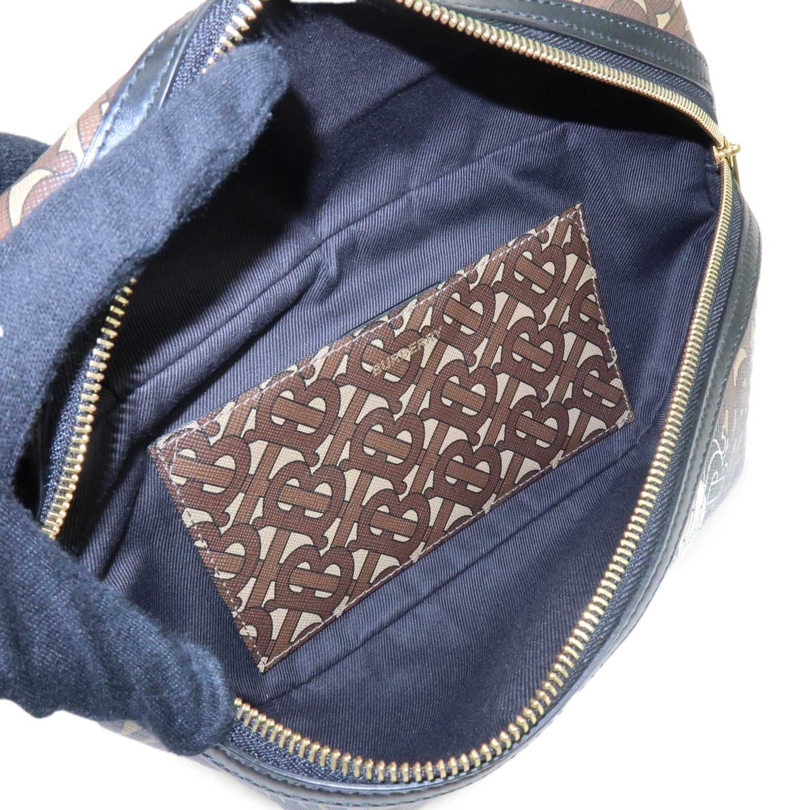 BURBERRY TB Monogram Stripe PVC Leather Waist Bag Body Crossbody Bag