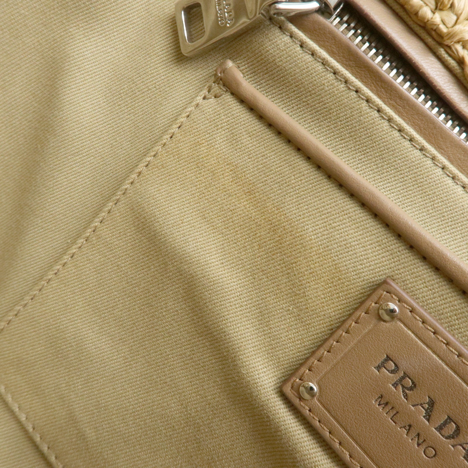 PRADA Canapa Raffia 2Way Bag Hand Bag Shoulder Bag Beige BN2888