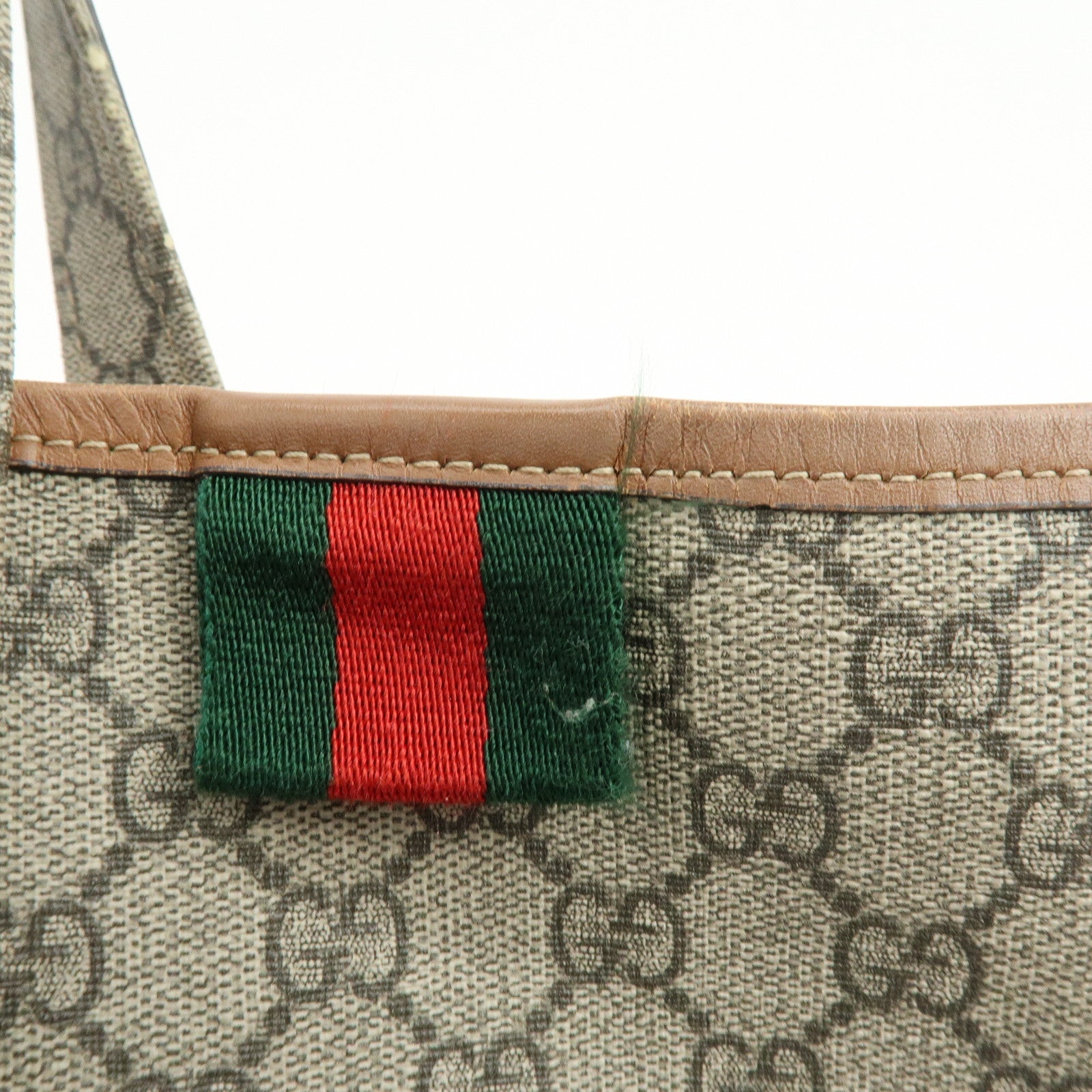 GUCCI Sherry GG Supreme Leather Tote Hand Bag Beige Brown 211134