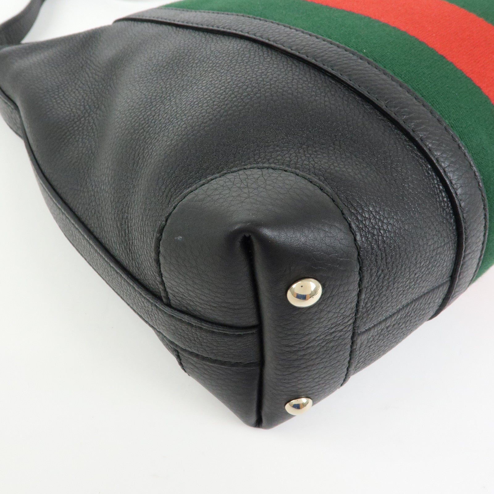 GUCCI Sherry Leather Shoulder Bag Hobo Bag Tote Bag Black 257084