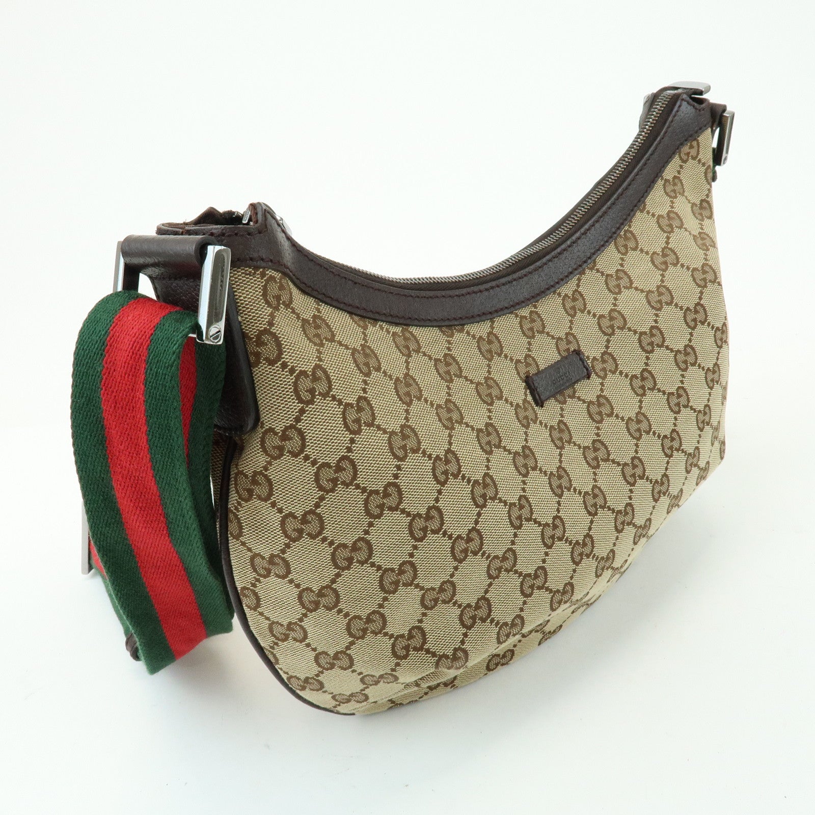 GUCCI Sherry GG Canvas Leather Shoulder Bag Beige Brown 181092