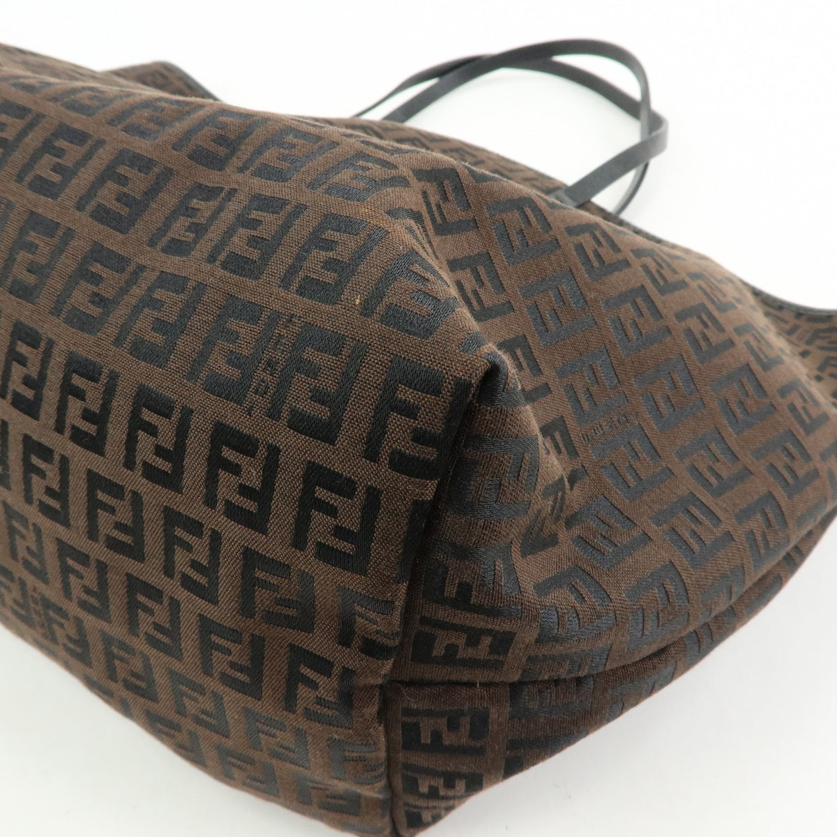FENDI Zucchino Canvas Leather Tote Bag Shoulder Bag Brown 8BH005
