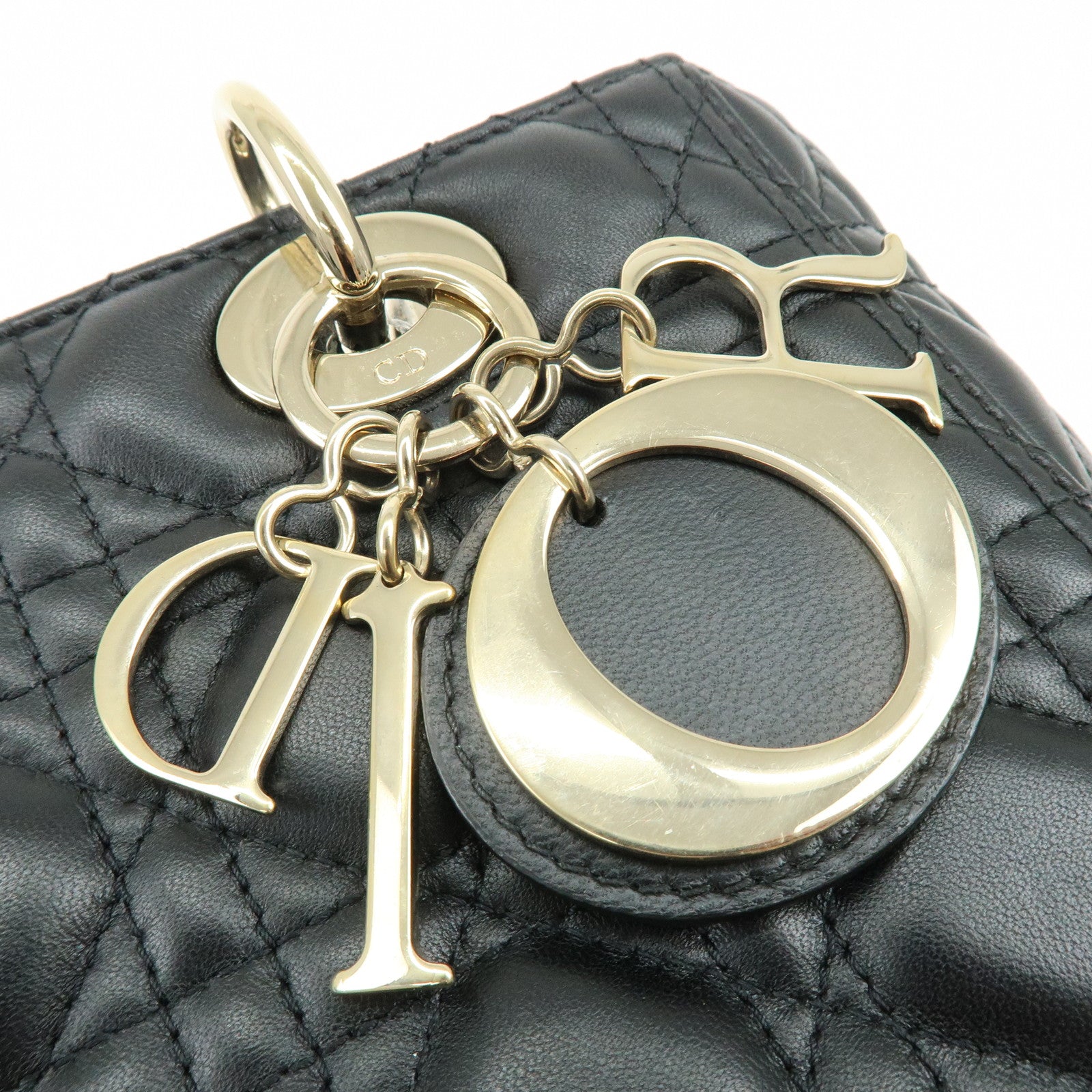 Christian Dior Lady Dior Cannage Lamb skin 2Way Hand Shoulder Bag Black