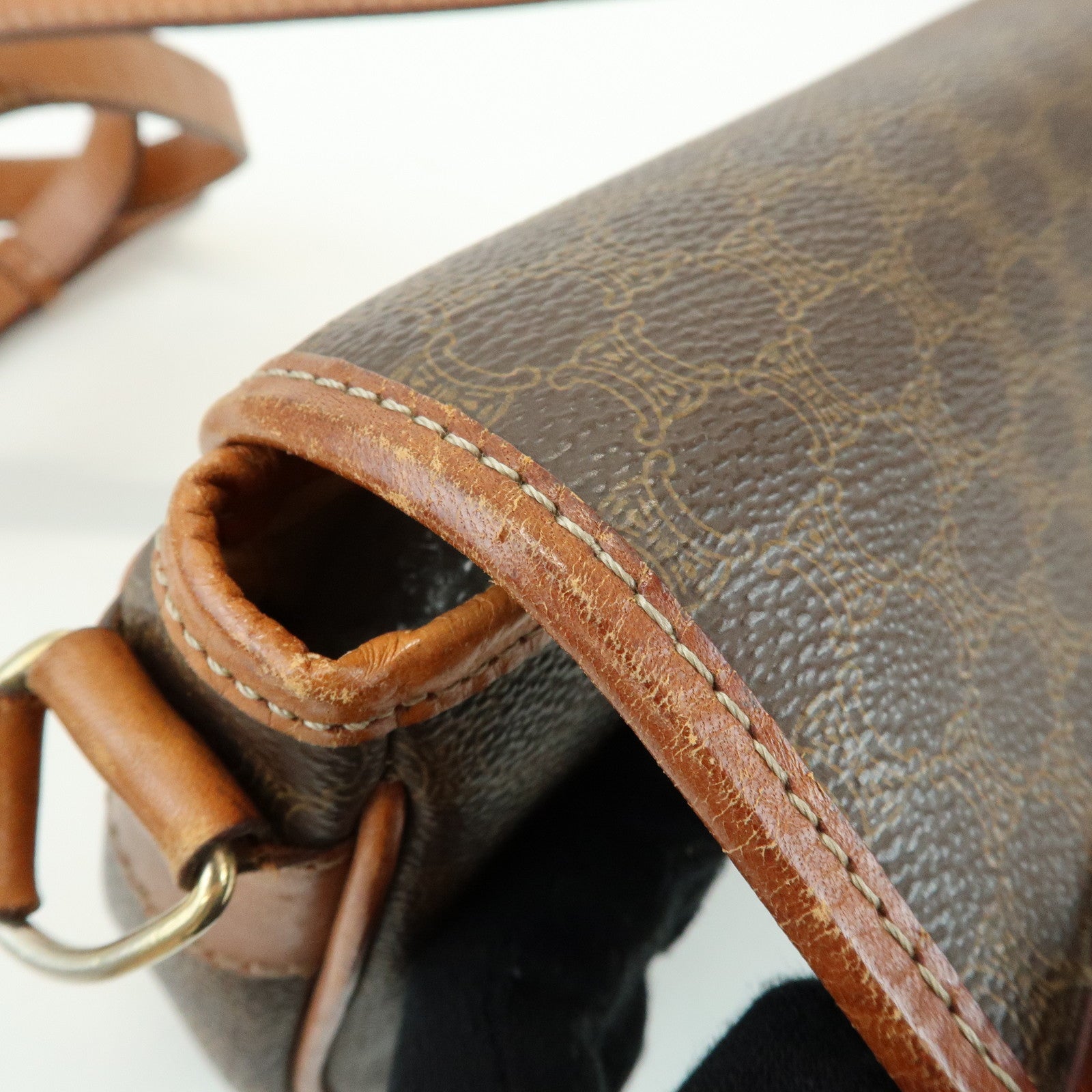CELINE Macadam PVC Leather Shoulder Bag Crossbody Bag Brown