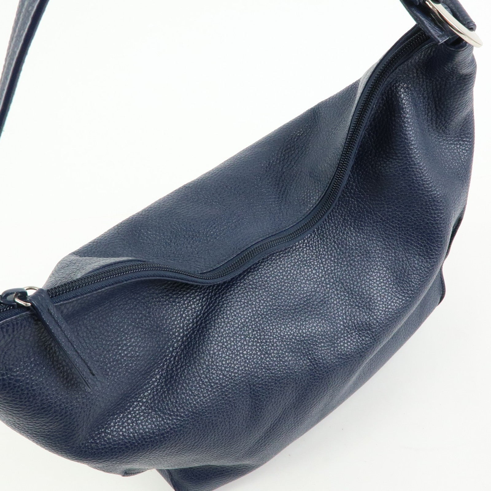 FURLA Leather Shoulder Bag Hand Bag Hobo Bag Dark Navy