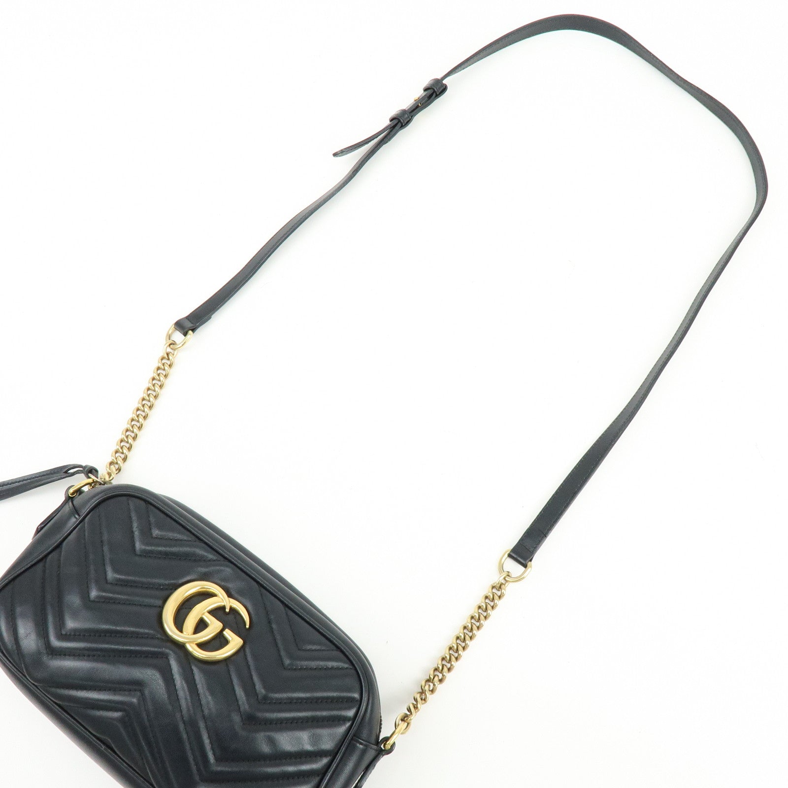 GUCCI GG Marmont Leather Shoulder Bag Crossbody Bag Black 447632