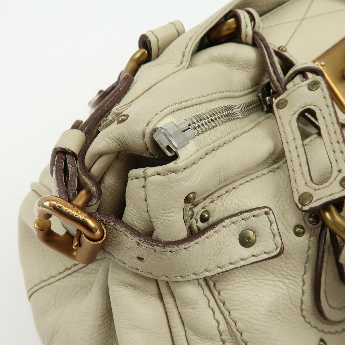 Chloe Paddington Leather Shoulder Bag Hand Bag Ivory