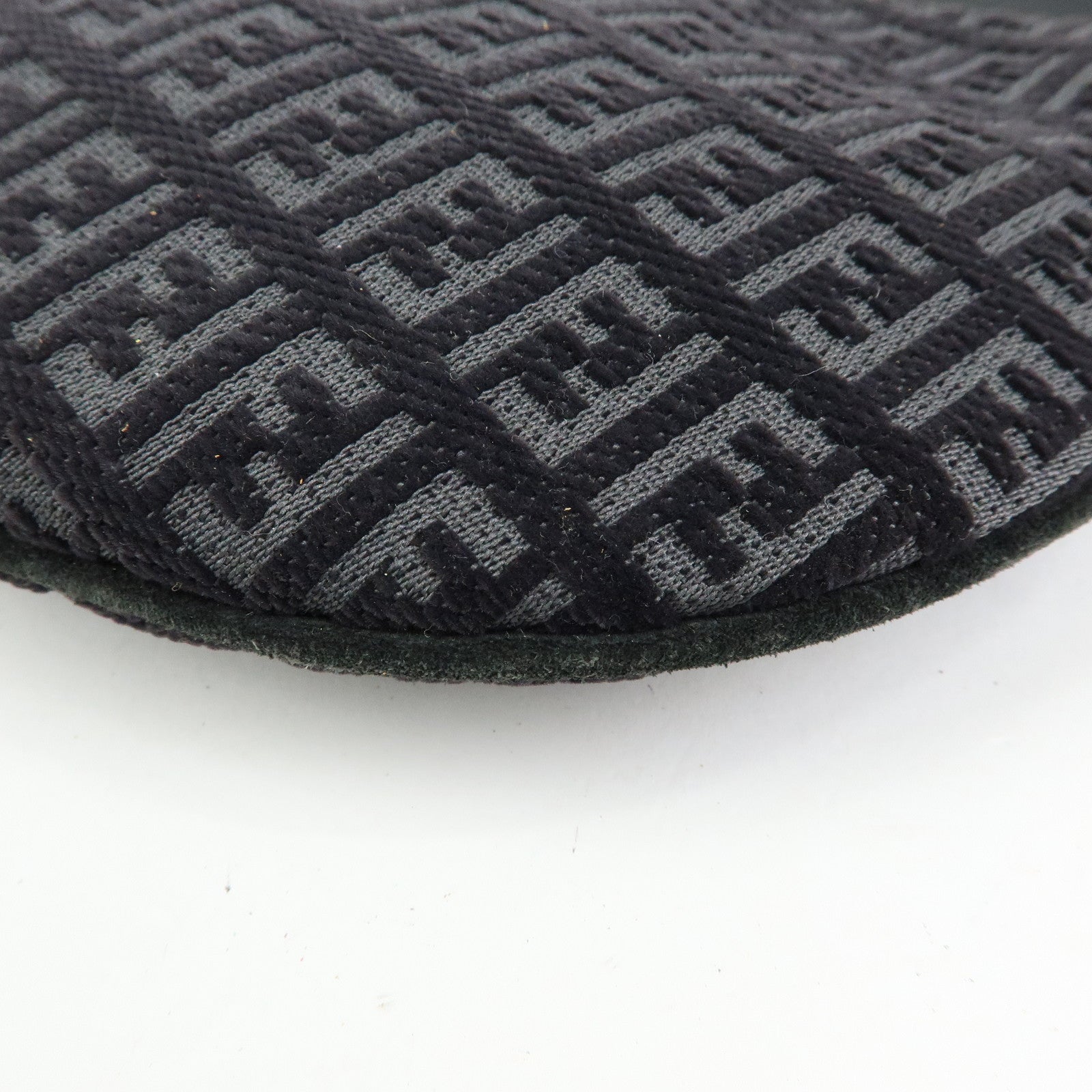 FENDI Zucchino Canvas Leather Shoulder Bag Hand Bag Black 8BR248
