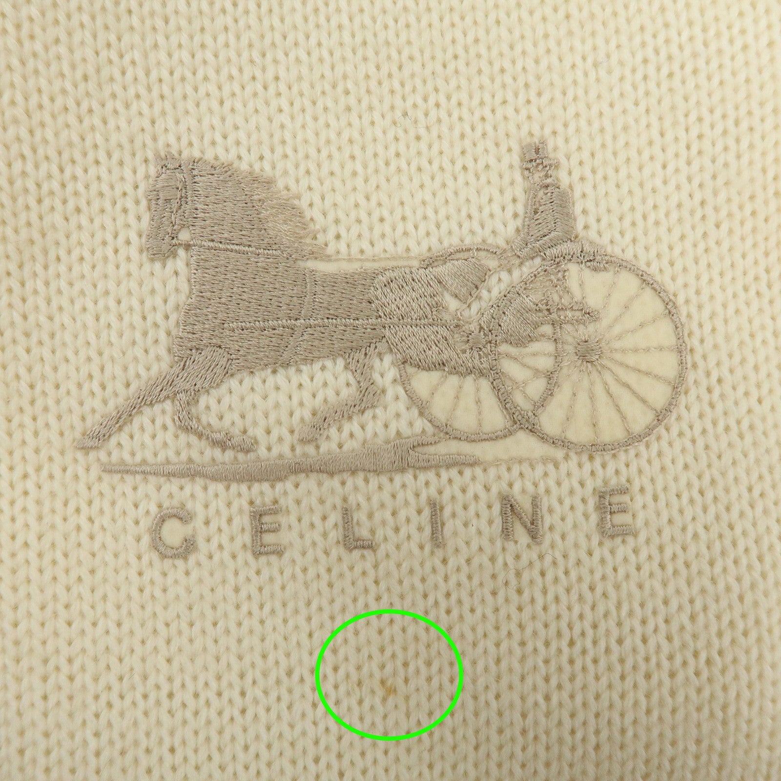 CELINE Logo Wool Acrylic Scarf with Scarf Case White Mocha