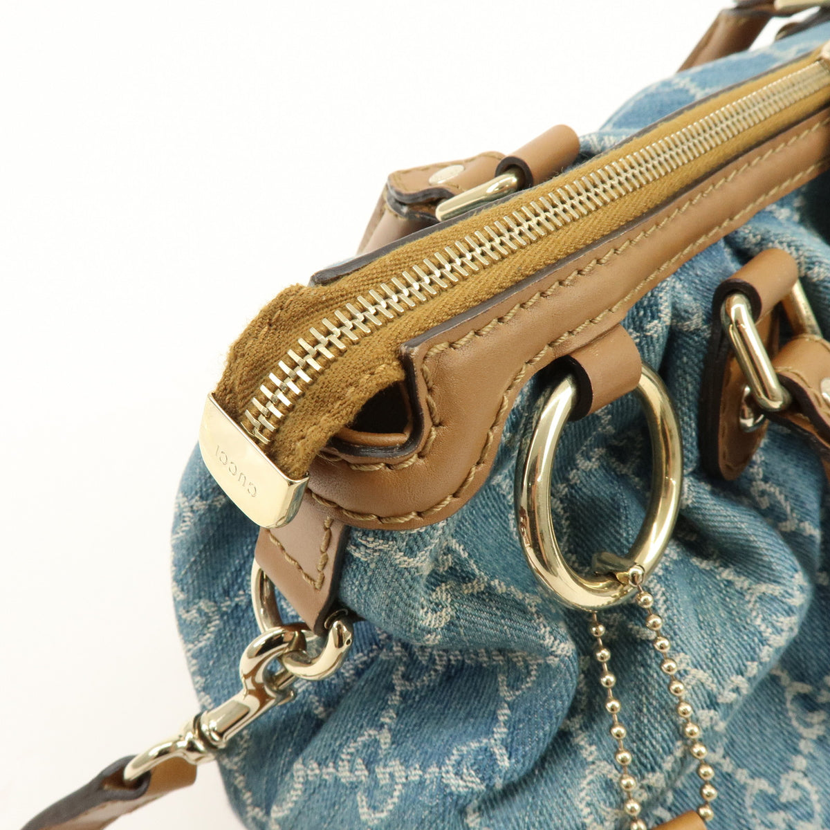 GUCCI Sukey GG Denim Leather 2Way Bag Shoulder Bag Blue 247902